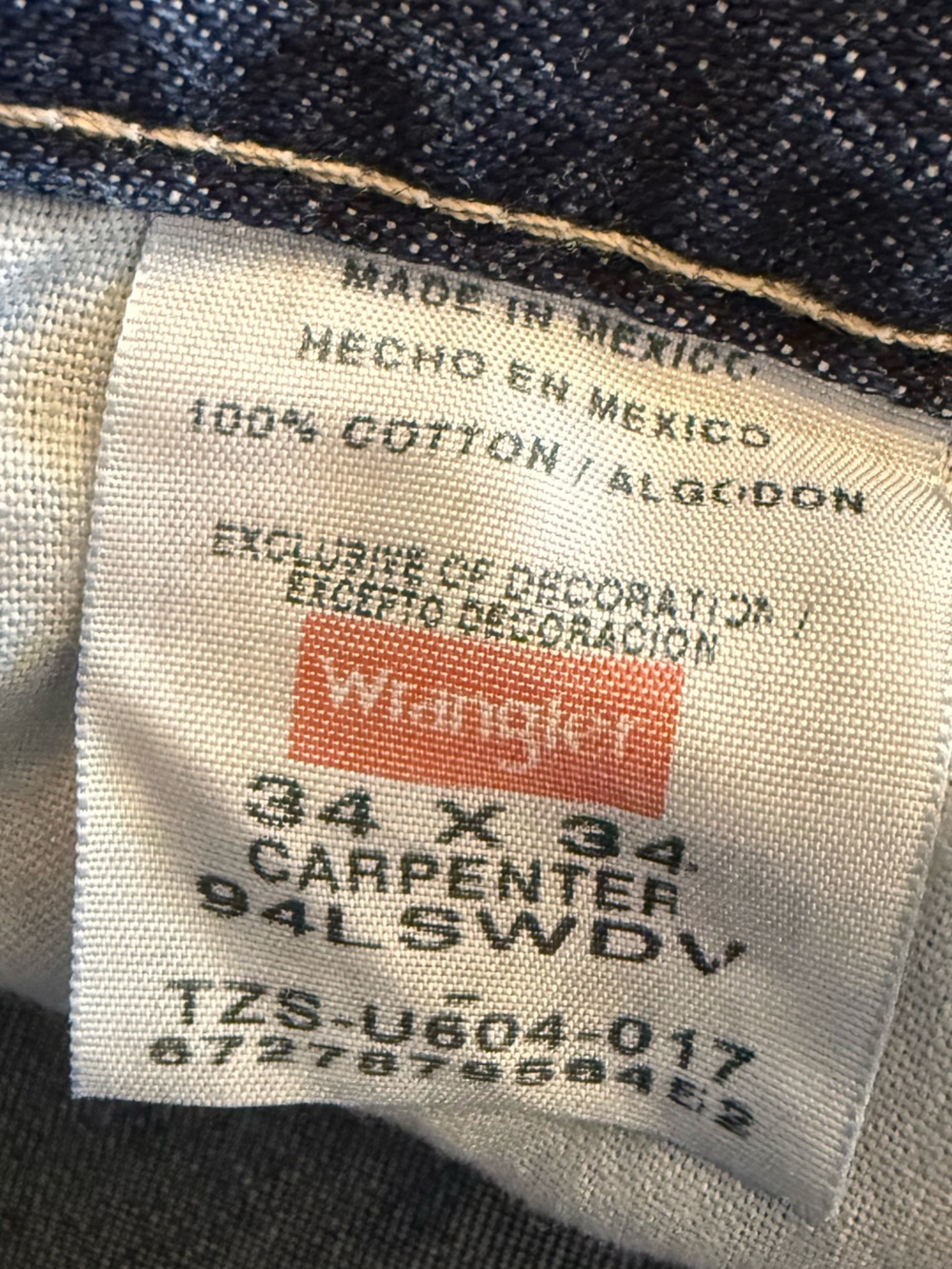 NWT VTG Wrangler Carpenter Jeans Relaxed Straight 34x34 Raw Hem 31L Skater - Picture 8 of 16